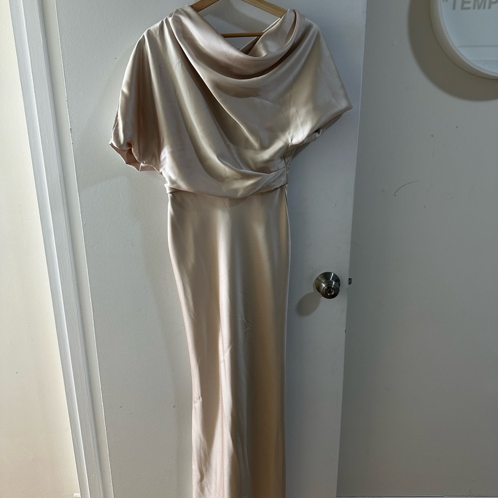 BHLDN AMSALE - Elegant Satin Women’s Gown (champagne color size 4)